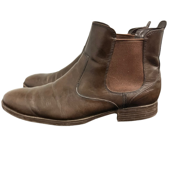 Cole Haan Mens Brown Leather Chelsea Heeled Boots Round Toe Size 11.5M - Picture 2 of 10